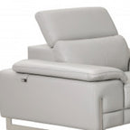 Three Piece Indoor Light Gray Italian Leather Six Person Seating Set