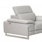 Three Piece Indoor Light Gray Italian Leather Six Person Seating Set
