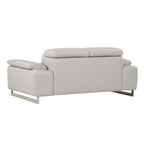 71" Light Gray And Silver Genuine Leather Loveseat
