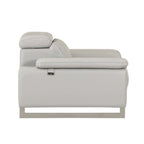 71" Light Gray And Silver Genuine Leather Loveseat