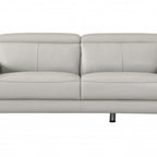 87" Dark Gray Italian Leather Sofa With Silver Legs
