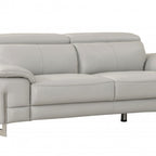 87" Dark Gray Italian Leather Sofa With Silver Legs