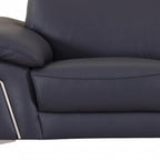 71" Navy Blue And Silver Genuine Leather Loveseat
