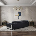 92" Light Gray Italian Leather Sofa With Silver Legs