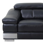 73" Black And Silver Genuine Leather Love Seat