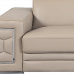 89" Camel Italian Leather Sofa With Silver Legs
