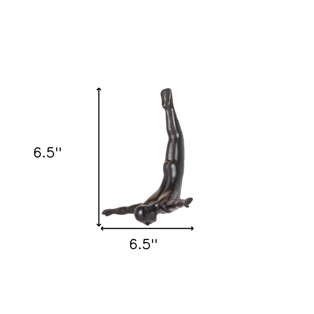 7" X 7" Black Resin Diving Man Hanging Dimensional Sculpture