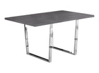 59" Gray And Silver Metal Sled Base Dining Table