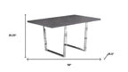 59" Gray And Silver Metal Sled Base Dining Table