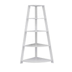 White Wood Four Tier Corner Bookcase