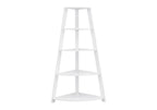 White Wood Four Tier Corner Bookcase