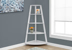 White Wood Four Tier Corner Bookcase