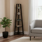71" Espresso Wood Five Tier Corner Bookcase
