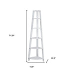 71" Espresso Wood Five Tier Corner Bookcase
