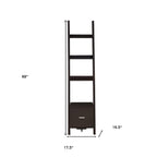 Brown Wood Four Tier Ladder Bookcase