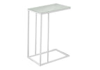 18.25" X 10.25" X 24" White Metal Tempered Glass Accent Table