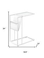 White Modern Metal And Glass Tv Table