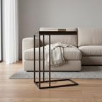 18.25" X 10.25" X 25.25" Cappuccino Particle Board Metal  Accent Table
