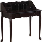 36" Dark Brown Solid Wood Computer Desk With Three Drawers