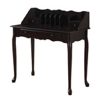 36" Dark Brown Solid Wood Computer Desk With Three Drawers