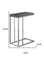 18.25" X 10.25" X 25.25" Cappuccino Particle Board Metal  Accent Table