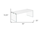 44" White And Clear Wood And Glass Coffee Table