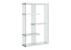 59" White And Clear Glass and Wood Four Tier Etagere Bookcase