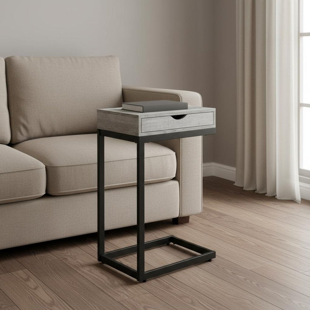 10.25" X 15.75" X 24.5" Cappuccino Finish And Gold Laminated Drawer Accent Table