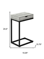 10.25" X 15.75" X 24.5" Cappuccino Finish And Gold Laminated Drawer Accent Table