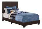 Brown Solid Wood Twin Upholstered Faux Leather Bed Frame