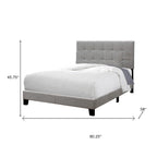 Beige Full Tufted Upholstered Bed Frame