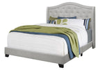 Light Gray and Gray Wood Tufted Upholstered Queen Bed Frame with Nailhead Trim