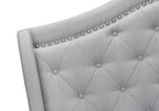 Light Gray and Gray Wood Tufted Upholstered Queen Bed Frame with Nailhead Trim