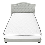 Light Gray and Gray Wood Tufted Upholstered Queen Bed Frame with Nailhead Trim