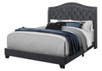 Light Gray and Gray Wood Tufted Upholstered Queen Bed Frame with Nailhead Trim