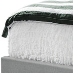 Gray Solid Wood And Tufted Linen Queen Bed Frame with Nailhead Trim