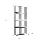 71" White Wood Eight Tier Cube Bookcase
