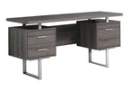 60" Black and Silver Computer Desk With Three Drawers