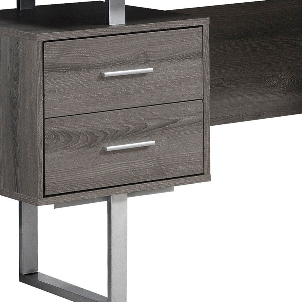60" Black and Silver Computer Desk With Three Drawers