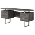 60" Black and Silver Computer Desk With Three Drawers