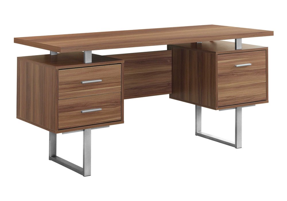 60" Black and Silver Computer Desk With Three Drawers