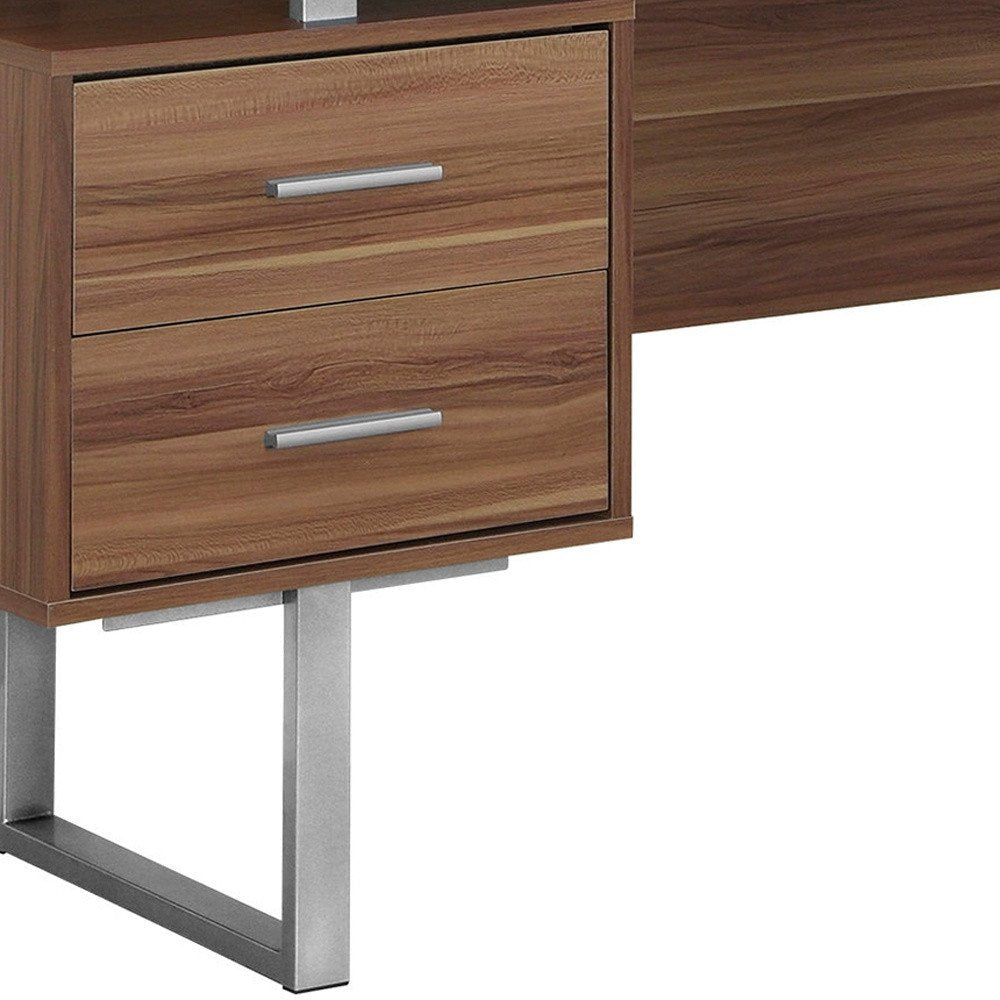 60" Black and Silver Computer Desk With Three Drawers