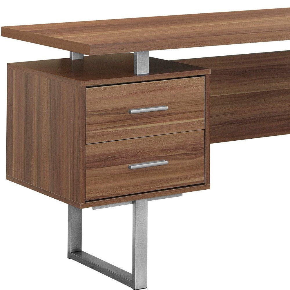60" Black and Silver Computer Desk With Three Drawers