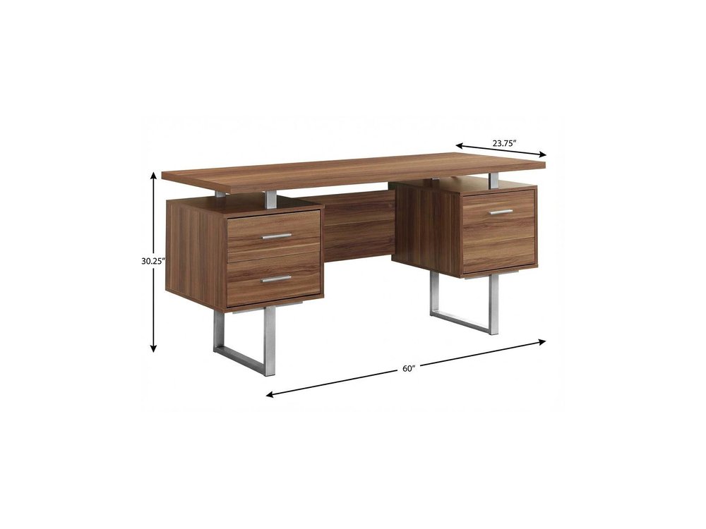 60" Black and Silver Computer Desk With Three Drawers