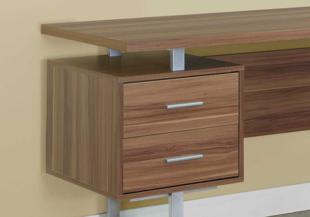 60" Black and Silver Computer Desk With Three Drawers