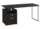 60" Dark Brown and Silver Computer Desk With Two Drawers