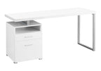 60" Dark Brown and Silver Computer Desk With Two Drawers