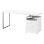 60" Dark Brown and Silver Computer Desk With Two Drawers
