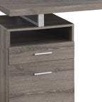 60" Dark Brown and Silver Computer Desk With Two Drawers