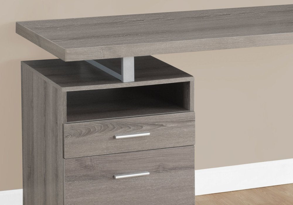 60" Dark Brown and Silver Computer Desk With Two Drawers